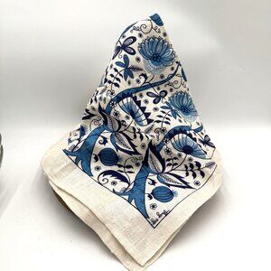 Lois Long Pure Linen Kitchen Tea Towel vintage New blue white